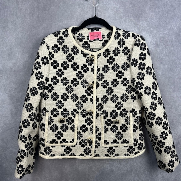 Kate Spade Tweed Jacket skirt suit Career Office  Cream&black Floral Size‎ 4 - Picture 7 of 15